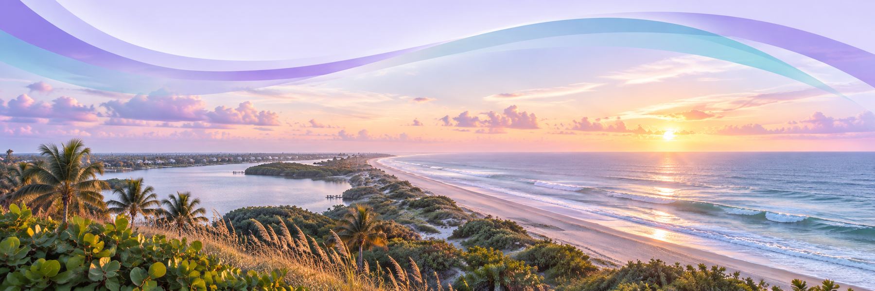 Treasure Coast shoreline at sunset